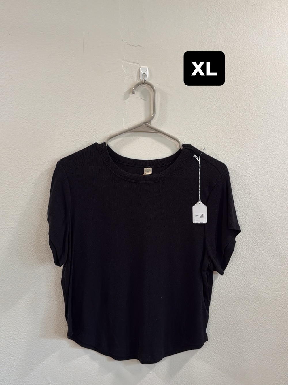 Black Women's Crewneck Short Sleeve Top - XL
